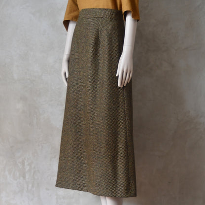 The Waisted A-Line Skirt in Orange GreenTiger Eye Tweed