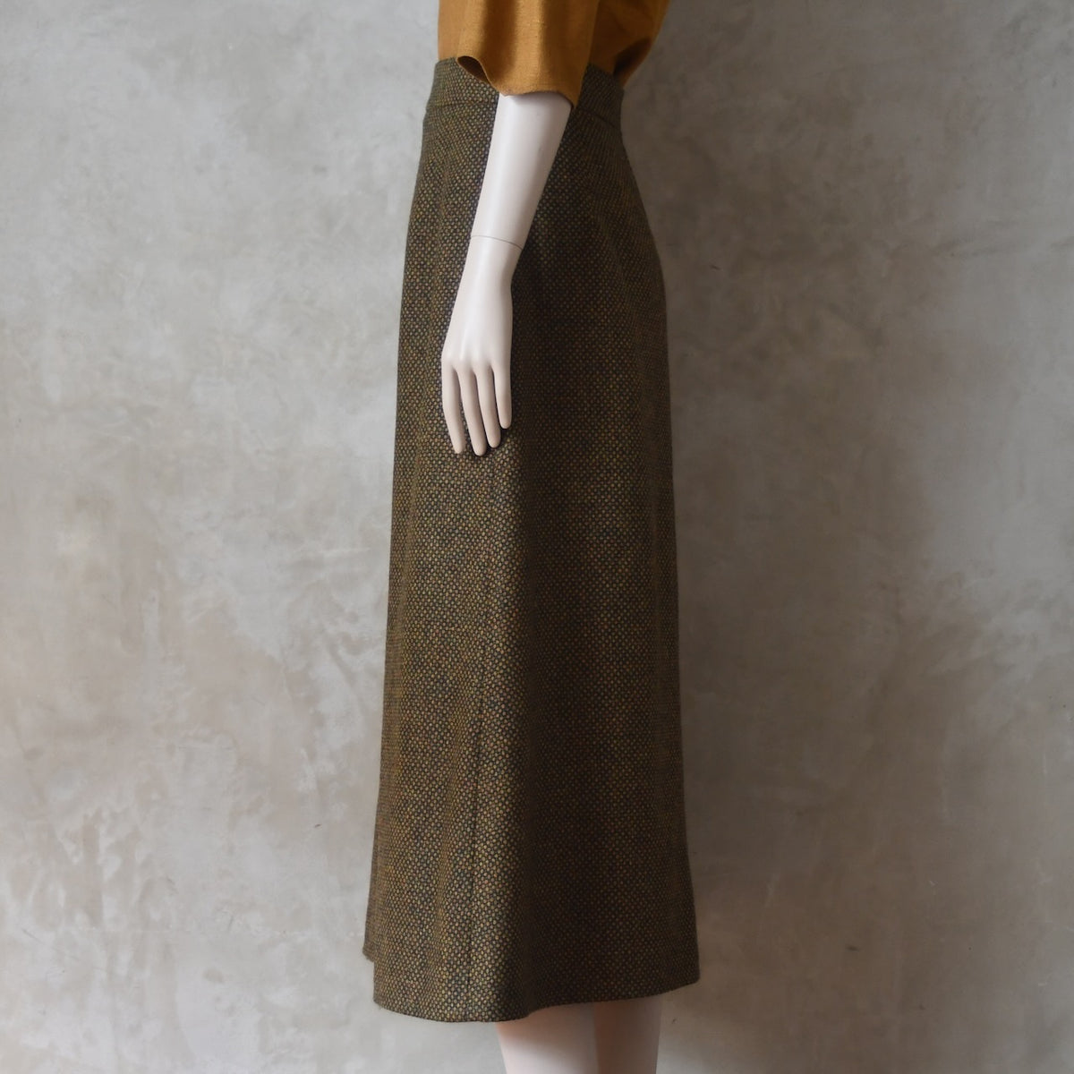 The Waisted A-Line Skirt in Orange GreenTiger Eye Tweed