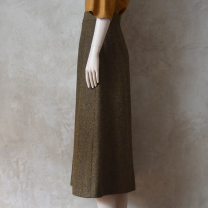 The Waisted A-Line Skirt in Orange GreenTiger Eye Tweed