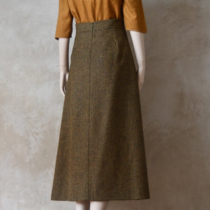 The Waisted A-Line Skirt in Orange GreenTiger Eye Tweed