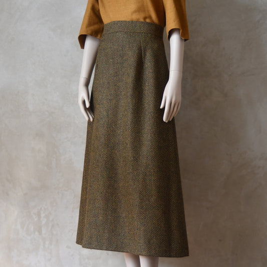 The Waisted A-Line Skirt in Orange GreenTiger Eye Tweed