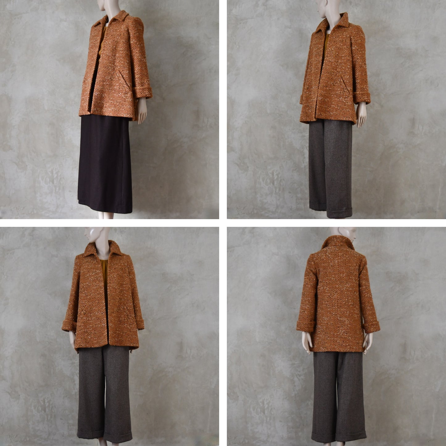 8 – Swing Jacket in Burnt Orange Linton Tweeds Boucle