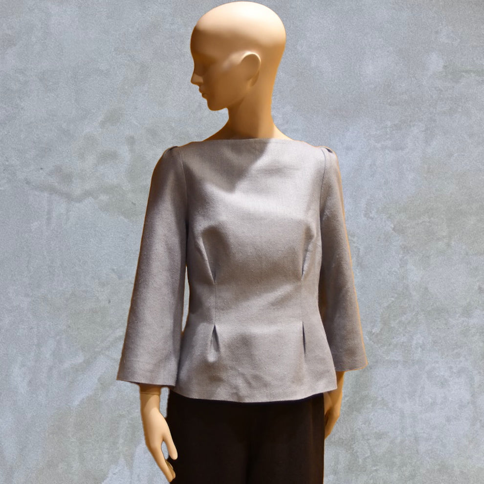 Blue Tailored Skirt Suit - Top Front View