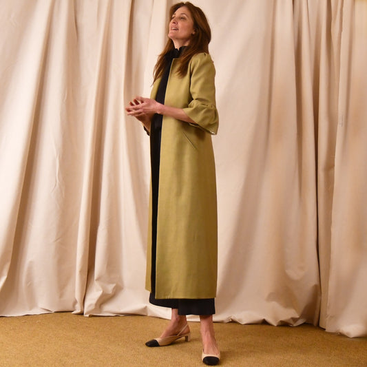 Green Summer Silk Bell Sleeve Coat 