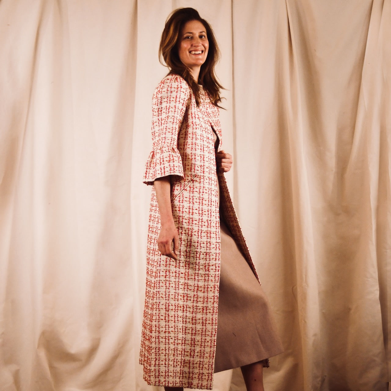 Bell Sleeve Boucle Coat