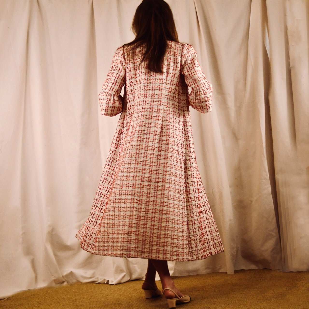 Bell Sleeve Boucle Coat - Back View