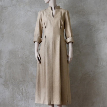 The Waisted Dress in Raffia Silk Matka