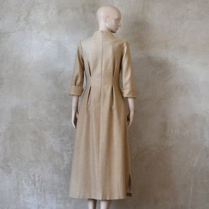 The Waisted Dress in Raffia Silk Matka