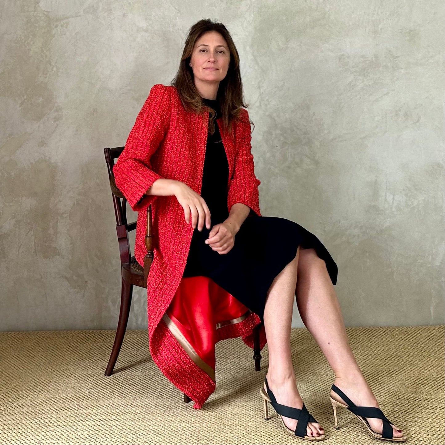 8 - The Nicholson Coat in Red Orange Bouclé