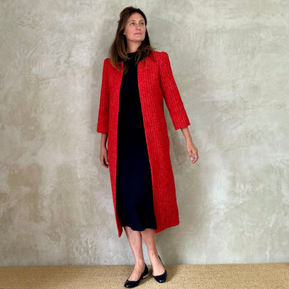 8 - The Nicholson Coat in Red Orange Bouclé