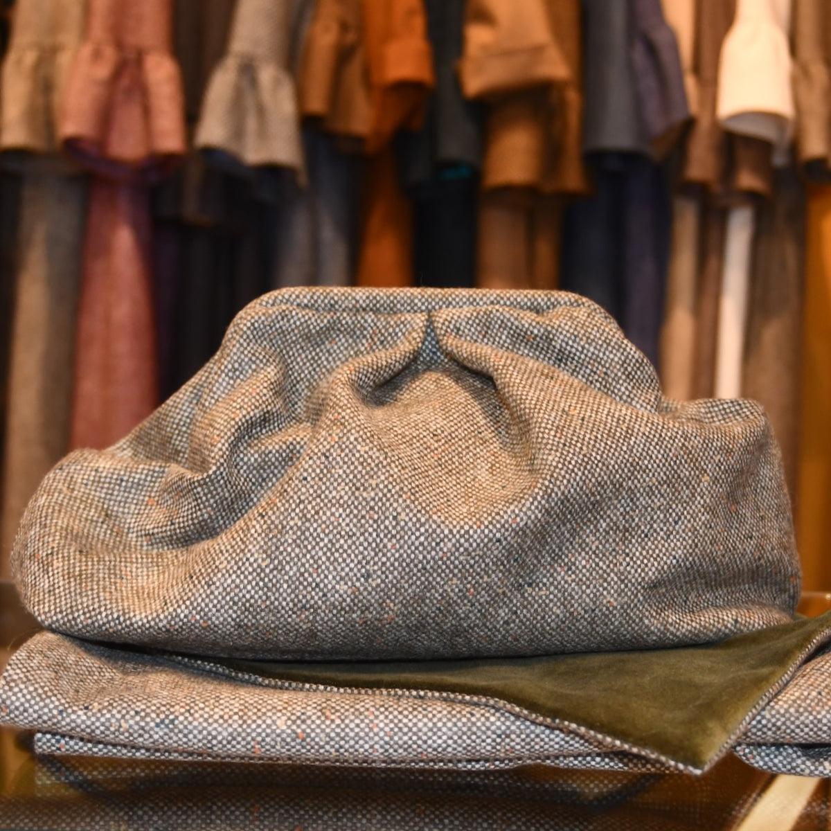 Tweed Clutch Bag. Handmade in Wales.