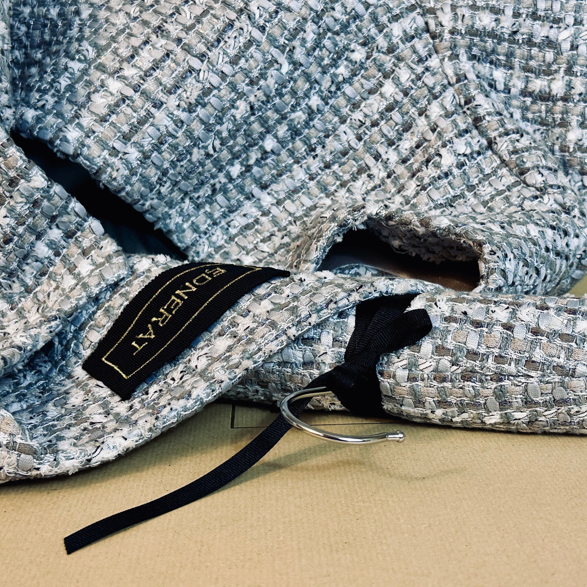 Cape in Silver Mix Boucle by Linton Tweeds. Made by Hand in Great Britain.