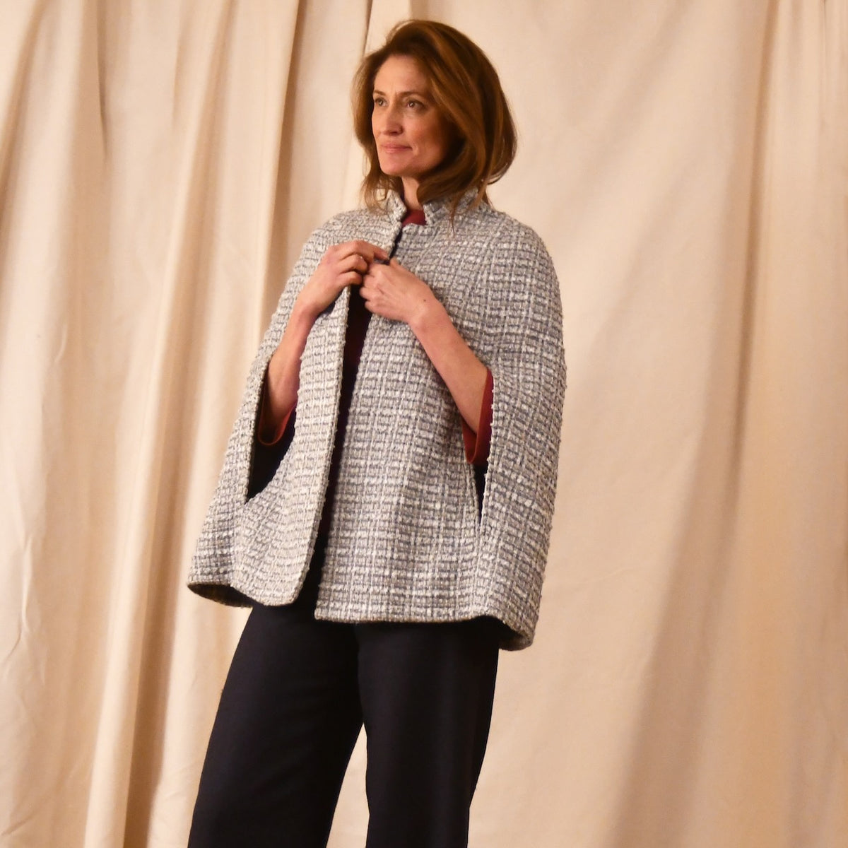 Silver Boucle Cape - Deep View