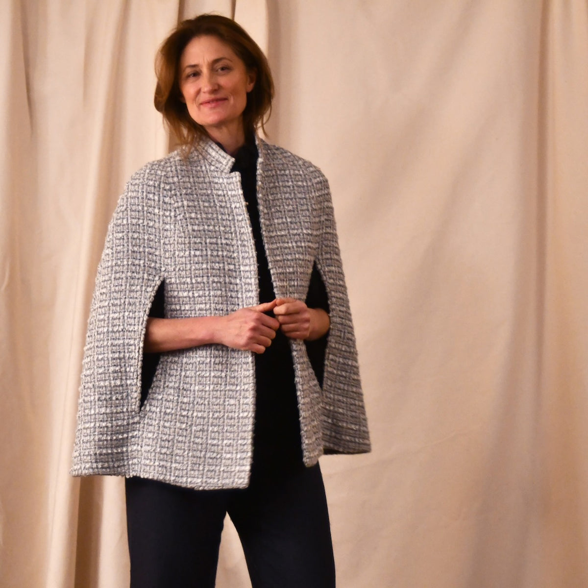 Silver Boucle Cape - Side View