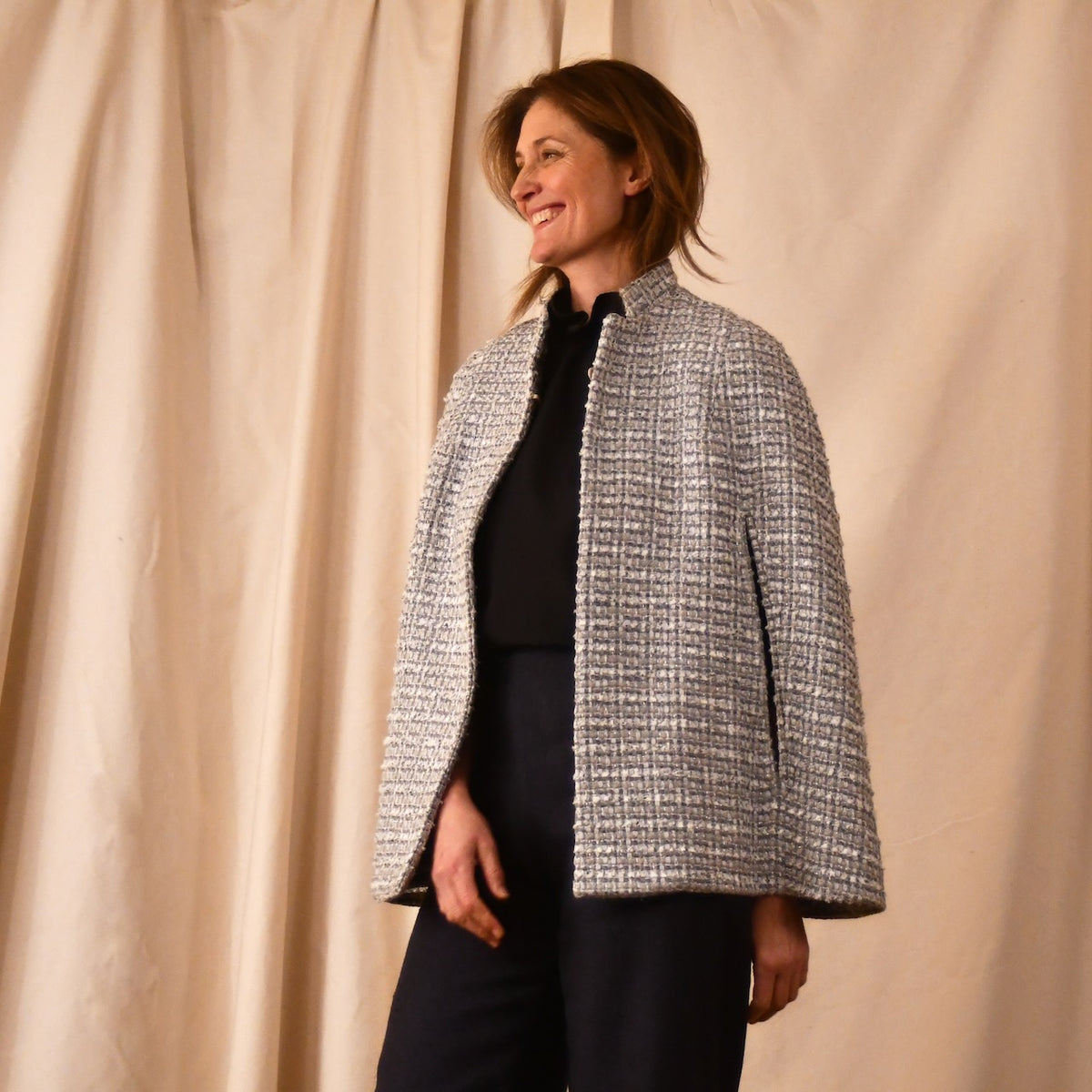 Silver Boucle Cape - Open View