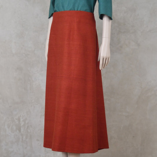 12-14 –The Simple A-Line Skirt in Burnt Brick Silk Matka