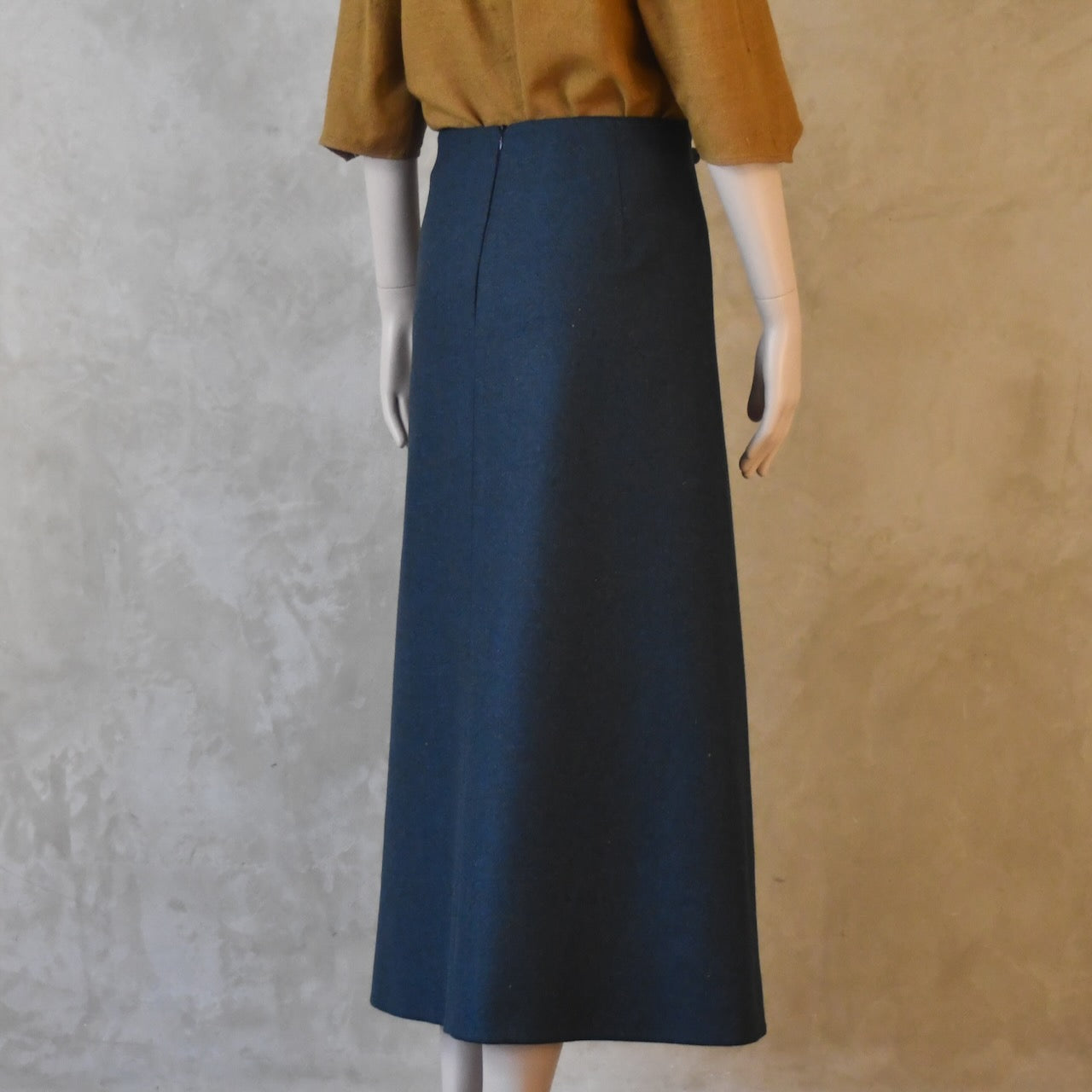 The Simple A-Line Skirt in Teal Lambswool Tweed