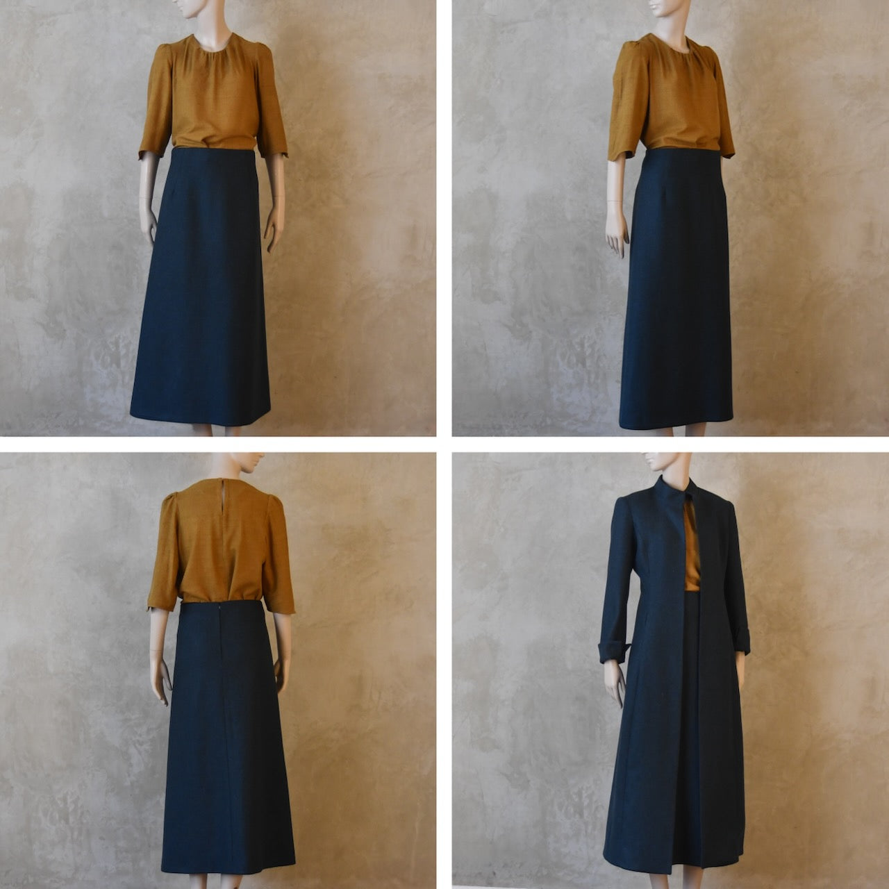 The Simple A-Line Skirt in Teal Lambswool Tweed