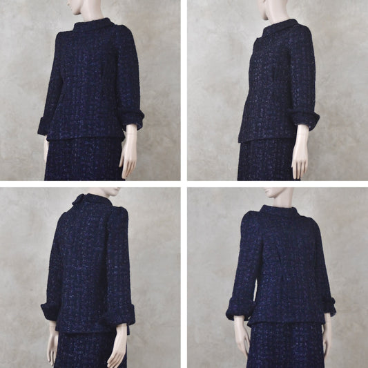 The Tunic Top in Navy Linton Boucle