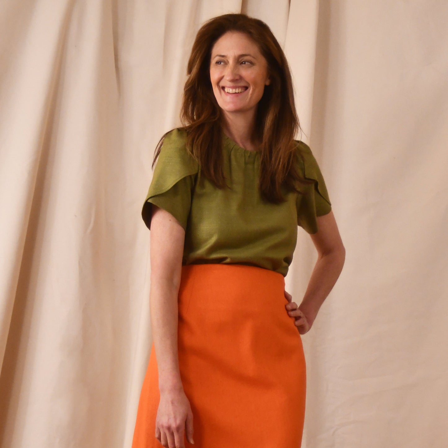 Tulip Sleeve Silk Summer Top