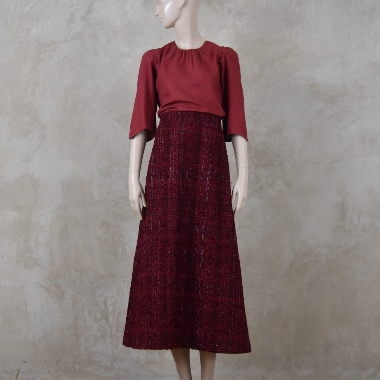 La Falda Evasé Ceñida de Bouclé