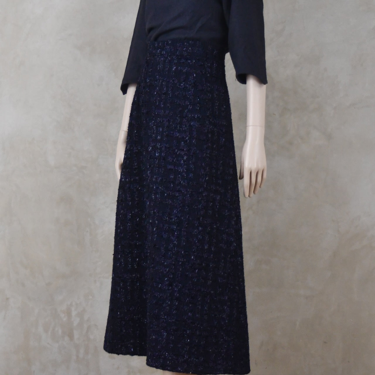 6 – The Waisted A-Line Skirt in Dark Navy Linton Tweeds Boucle