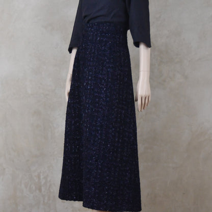 6 – The Waisted A-Line Skirt in Dark Navy Linton Tweeds Boucle