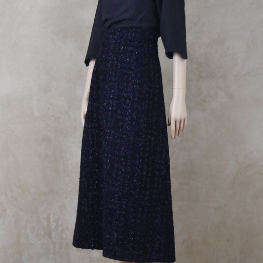 6 – The Waisted A-Line Skirt in Dark Navy Linton Tweeds Boucle