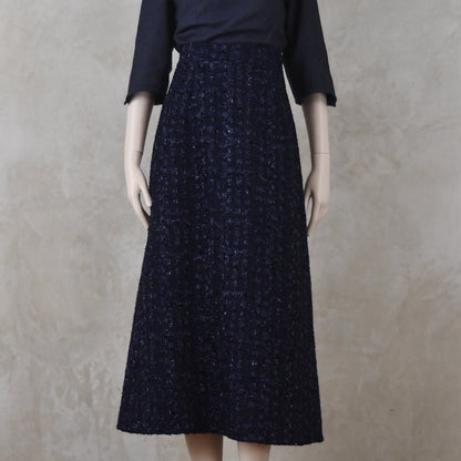 6 – The Waisted A-Line Skirt in Dark Navy Linton Tweeds Boucle