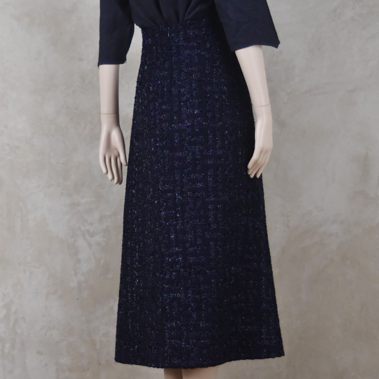 6 – The Waisted A-Line Skirt in Dark Navy Linton Tweeds Boucle