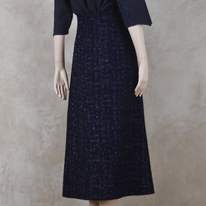 6 – The Waisted A-Line Skirt in Dark Navy Linton Tweeds Boucle