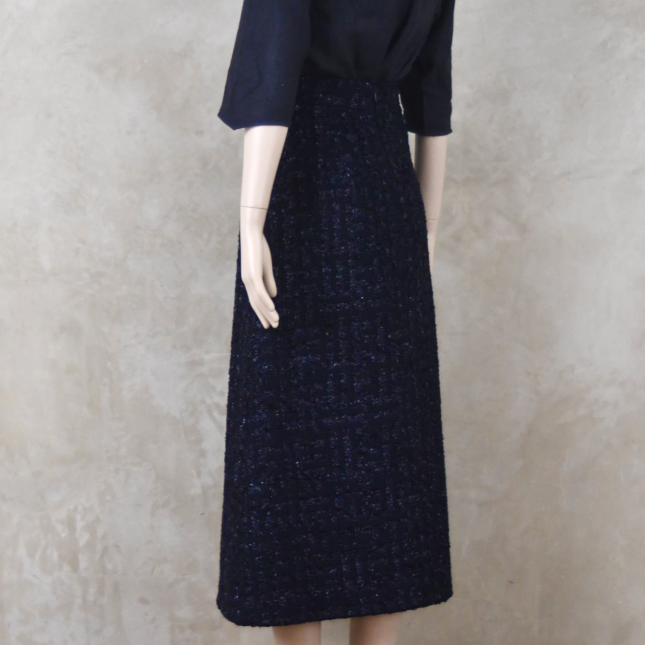 6 – The Waisted A-Line Skirt in Dark Navy Linton Tweeds Boucle