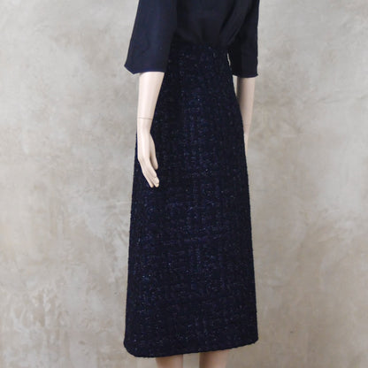 6 – The Waisted A-Line Skirt in Dark Navy Linton Tweeds Boucle