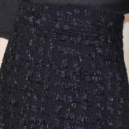 6 – The Waisted A-Line Skirt in Dark Navy Linton Tweeds Boucle