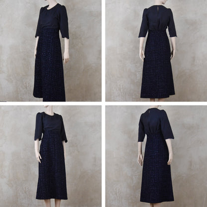 6 – The Waisted A-Line Skirt in Dark Navy Linton Tweeds Boucle