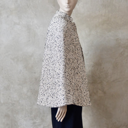 10 – The Clayton Cape in White and Charcoal Boucle