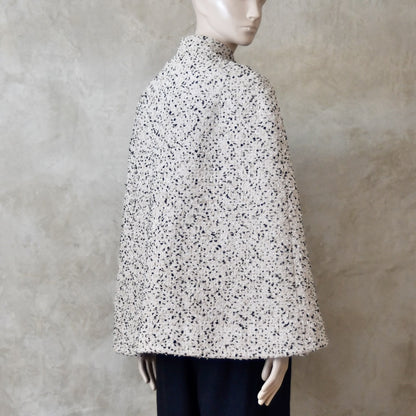 10 – The Clayton Cape in White and Charcoal Boucle