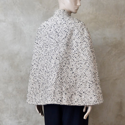 10 – The Clayton Cape in White and Charcoal Boucle