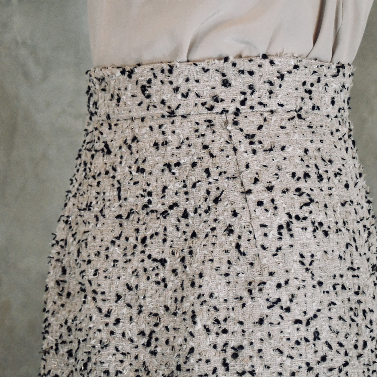 White Tailored Boucle Skirt Suit - Skirt Close Up 