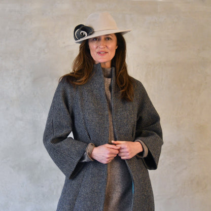 the long frink in small blue check lovat tweed image 6