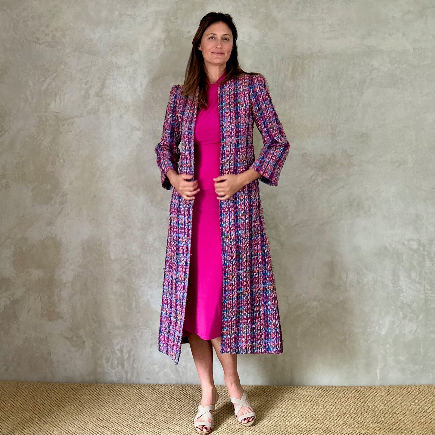 the bell coat in raspberry boucle image 5