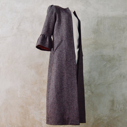 the delany coat in pink-grey tiger eye tweed image 8