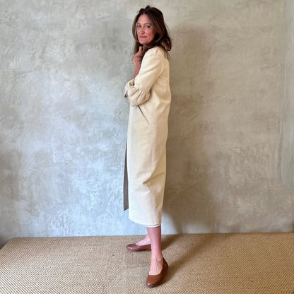 delany coat in cream ottoman stripe image 2