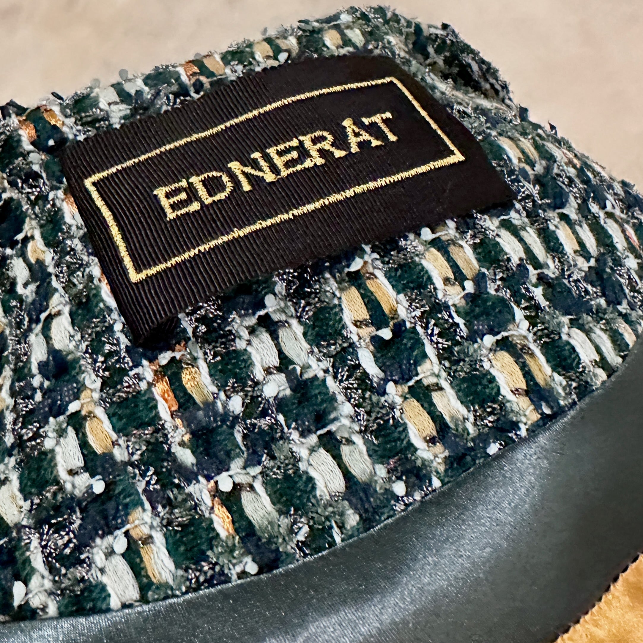 the vasey coat in green, navy and orange boucle image 3