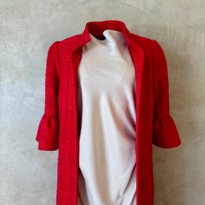 red boucle delany coat image 3