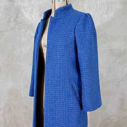 the nicholson coat in iridescent blue metallic bouclé image 5