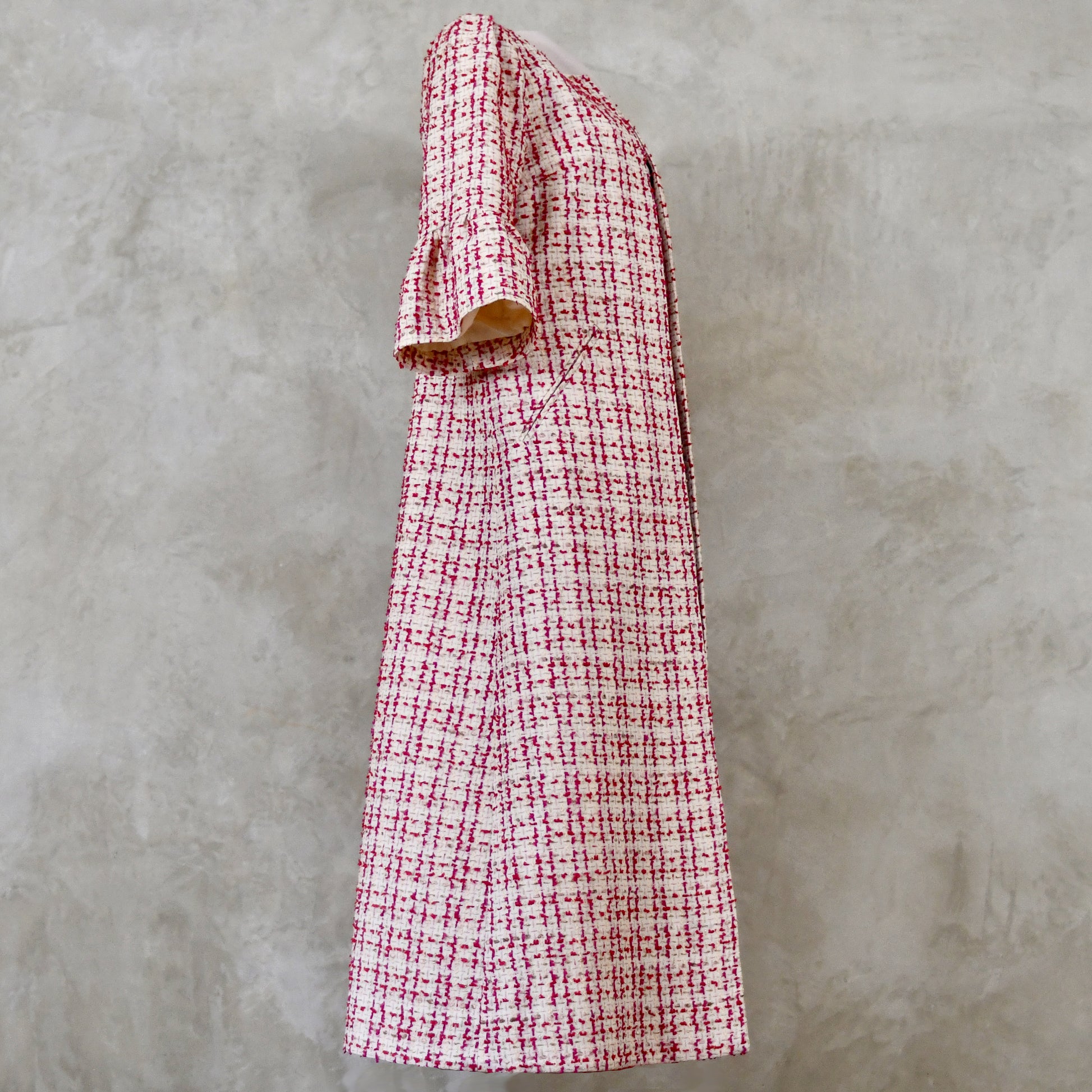 the brett coat in cream, red, pink and gold boucle image 11