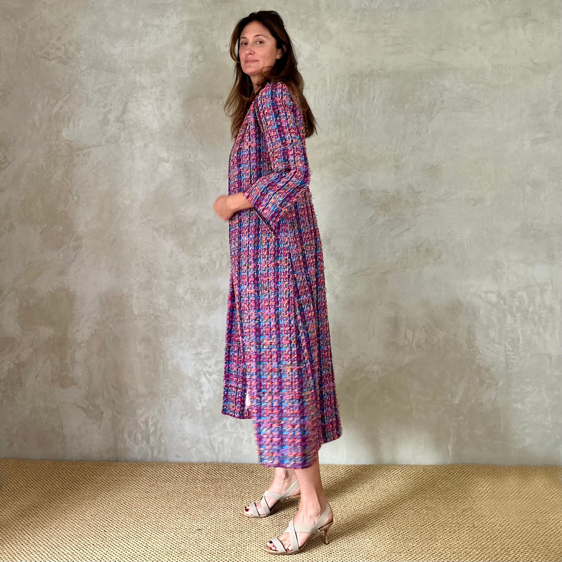 the bell coat in raspberry boucle image 4