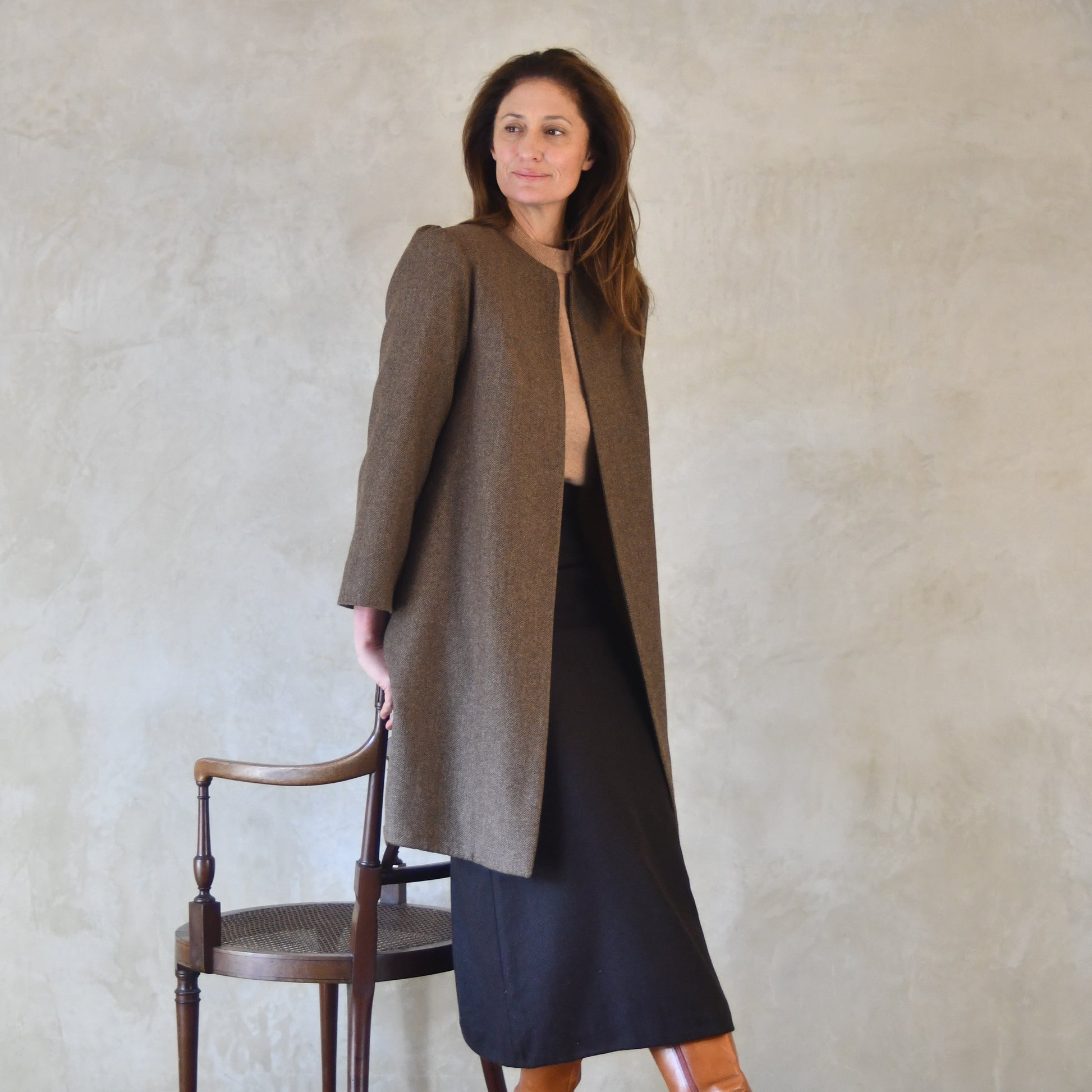 the john coat in lambswool-cashmere mix herringbone image 4