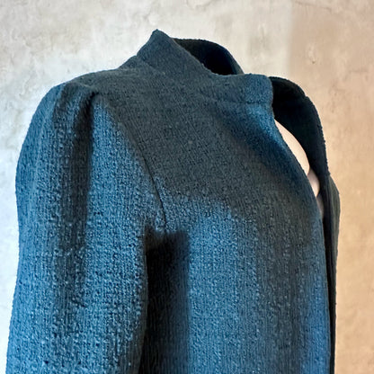 the delany coat in bottle green green wool boucle image 10